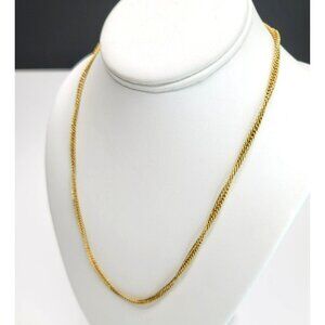 Vintage Gold Tone Necklace 3.2mm Wide Herringbone Chain 20" CT6